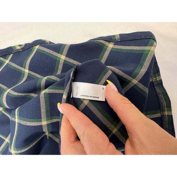 American Apparel Plaid Mini Skirt Academia Punk Y2K Tennis Goth Green Blue Sz M - Picture 7 of 9